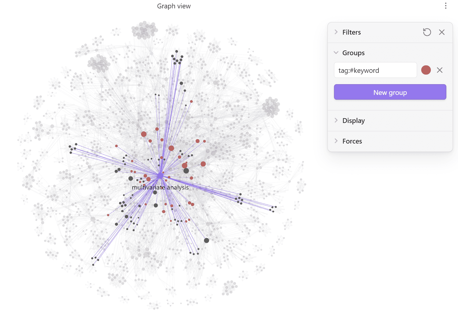 Vault de Obsidian — exploración interactiva con graph view